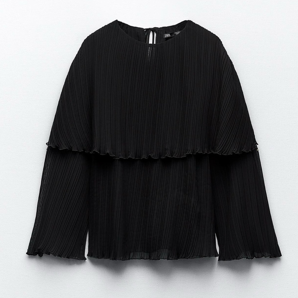 Zara Black Pleated Cape Top